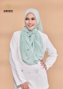 Màu Xanh Lá Cây Đầy Màu Sắc Thoáng Khí Bán Buôn Nhà Máy Ngọc Trai Voan Bé Đường May 70*180Cm Đồng Bằng Hijab Cho Hồi Giáo Phụ Nữ Dân Tộc Tudung - Product Image 2