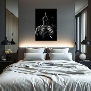 Черно-белая сексуальная картина маслом на холсте: обнаженная пара, абстрактное искусство для спальни, ванной, отеля, домашнего декора, вечеринки - Product Image 4