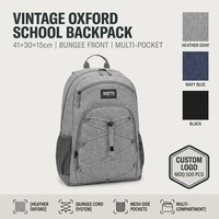 Sac à dos vintage Oxford imperméable personnalisé avec logo, fermeture éclair, 15,6 pouces, unisexe, capacité 20-39L, pour l'école et l'université