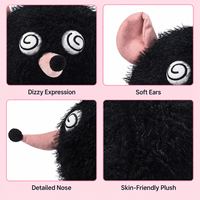 Vente en gros de jouets en peluche amusants en forme de souris noire ronde avec des yeux en spirale, peluche douce, poupée de rat, cadeau pour enfants, décoration de la maison, OEM personnalisé