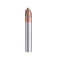 Fraise à chanfreiner en carbure de tungstène en stock, angle 90°, pour aluminium et acier, trois cannelures, revêtement nano, pour fraiseuse ; Personnalisable