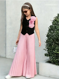 Completo Estivo 2026 <span class=keywords><strong>per</strong></span> Bambine: Set Due Pezzi alla Moda con Gilet Senza Maniche e <span class=keywords><strong>Pantaloni</strong></span> a Vita Alta Plissettati - Product Image 6