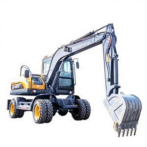 Excavatrice sur pneus 80 tonnes avec grappin à bois, bras long pour creuser et remplir, vérins <span class=keywords><strong>Bosch</strong></span> Rexroth, pompe KYB, <span class=keywords><strong>7200</strong></span> kg - Product Image 1