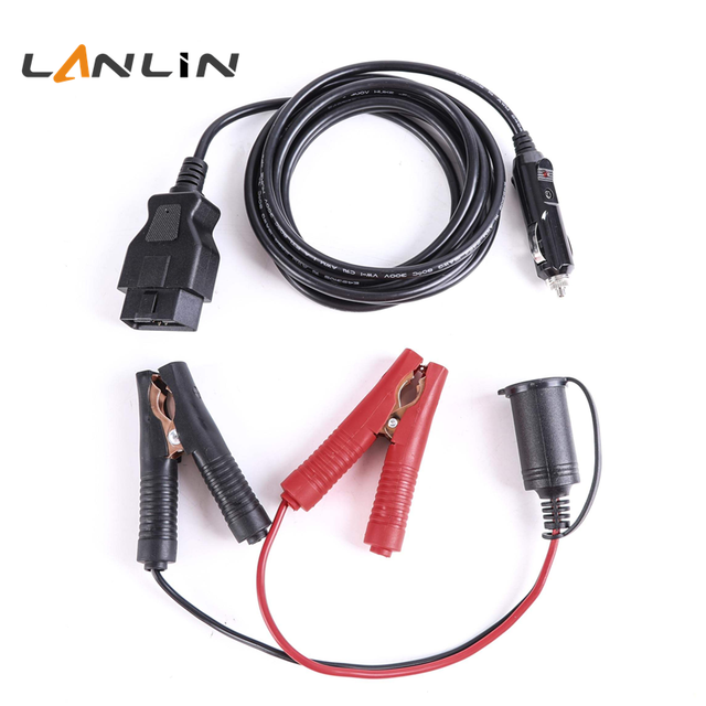 OBD II Vehicle ECU Emergency Power Supply Cable Memory Saver 3M OBD2 Cable with Alligator Clip Cigarette Lighter Power Cable