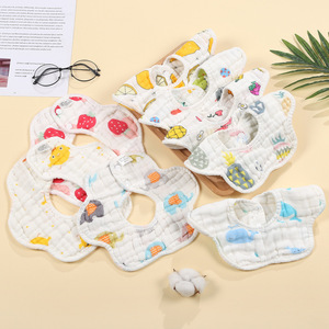 Bavoirs pour bébé en forme de pétale Carlota, 25x26cm, en gaze à huit couches, imprimés en pur coton, pour nourrissons et jeunes enfants - Product Image 3