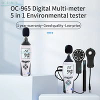 Sonometre de classe 2, testeur de niveau sonore 5 en 1, détecteur environnemental, anémomètre, thermo-hygromètre avec écran LCD rétroéclairé