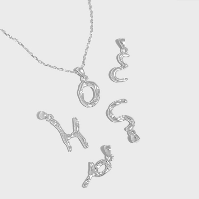 Custom Letter Pendant Necklace Sterling Silver 925 White Gold Trendy Wedding Party 26 English Letters Initial Charm