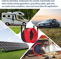 Cable de Batería de 2 AWG, Cobre Puro, Rojo y Negro, Par de Terminales de Anillo de 3/8'', Inversor Solar, RV, Marino, Automotriz, Uso Pesado