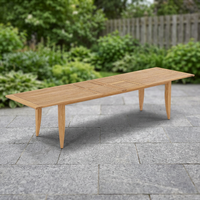 Table de jardin rectangulaire extensible en teck massif, imperméable et durable, pour 10 personnes, avec trou pour parasol