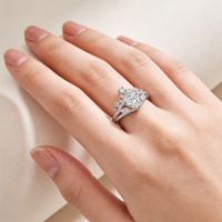 Bague de fiançailles en forme de cœur avec diamant, couronne, argent 925 plaqué rhodium, sertissage pavé, bijoux fins romantiques pour femmes