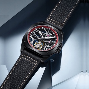 Montre Homme Original marca <span class=keywords><strong>AESOP</strong></span> 7067 lujo hombres Tourbillon relojes hueco esqueleto Cool hombre cuero reloj mecánico - Product Image 5