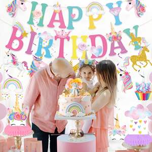 Licorne Joyeux Anniversaire Bannière Suspendus Tourbillons Licorne Nid D'abeille Pièce Maîtresse pour Licorne Thème Anniversaire Baby Shower Party Supplies - Product Image 4