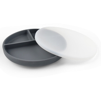 Assiette à ventouse pour bébés et tout-petits de qualité alimentaire avec couvercles, assiette en silicone pour enfants