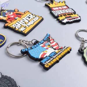 QY Custom Rubber Key Chains Embossed PVC Keyring Soft Patch Pendant for Bags Hats Shoes Garment - Product Image 5