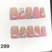 Faux ongles à presser faits main en forme de bec de canard 501-505, 10 pièces, réutilisables, en acrylique, pour enfants, motif carré artificiel