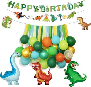 Kit de Guirnalda de Globos de Dinosaurios con Pancarta de Feliz Cumpleaños, Globos de Papel Crepé y Globos de Aluminio de Dinosaurios para Fiesta de Selva o Safari - Product Image 2