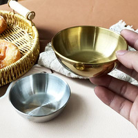 Mini bol à condiments en acier inoxydable, bord lisse, finition brossée, pour sauce, trempette, épices, vaisselle de cuisine, commande en gros, plateau à sauce en métal
