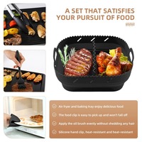 Meilleures ventes : Panier en silicone réutilisable carré pour friteuse à air, avec séparateur, pliable, pour une hygiène alimentaire optimale et un nettoyage facile
