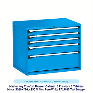 Fami Master Key Comfort <b>Drawer</b> Cabinet 5 <b>Drawers</b> 1020x726x850 Mm Pure White Ral9010 <b>Tool</b> Storage - Product Image 2