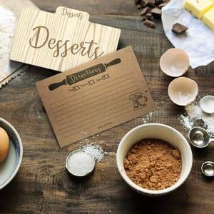 Scatola di ricette in legno con 50 schede di ricette a doppia faccia 4x6 divisori forma rettangolare include 50 schede di ricette 4x6 a doppia faccia - Product Image 6