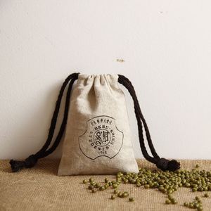 Sac à cordon personnalisé écologique en toile de coton naturel avec logo personnalisé, fond rond - Product Image 6