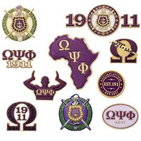 Écusson brodé 3D en chenille personnalisé Omega Psi Phi Fraternity, écusson grec écologique thermocollant pour vestes, chapeaux et tissus