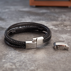 New Hematit Hạt charm có thể điều chỉnh khóa Mens Vòng đeo tay bằng da với <span class=keywords><strong>Clasp</strong></span> từ - Product Image 5