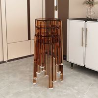 Kreativer, verdickter, transparenter, stapelbarer, moderner, minimalistischer Hocker/Ottomane aus Kunststoff/Acryl im Windmühlen-Stil für den Haushalt und Essbereich