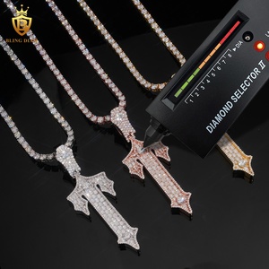 Offre Spéciale – Pendentif Homme Tendance <span class=keywords><strong>en</strong></span> Argent Sterling 925 avec Croix <span class=keywords><strong>Épée</strong></span> et Moissanite, Coupe Ronde, Style Hip Hop, Testeur de Diamant Inclus avec Certificat GRA - Product Image 6
