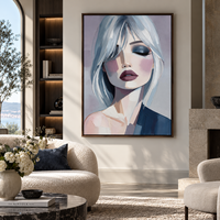 Tableau sur toile Portrait Femme Cheveux Bleus – Art Moderne Beauté pour Décoration Murale Salon, Chambre, Boutique, Hôtel