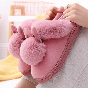 Chaussons en coton pour femmes et hommes avec <span class=keywords><strong>fourrure</strong></span>, semelle intérieure antidérapante en EVA et doublure en PVC – Prix de gros - Product Image 2
