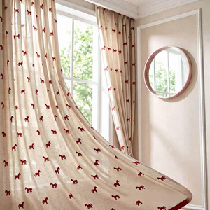 Tenda Oscurante per Bambini con Cavallo Rosso Ricamato, Pannello in Maglia, Vendita all'Ingrosso, Misure Personalizzate, Moderna per Finestra Angolare del Soggiorno - Product Image 2