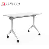 Table de bureau pliable Leadcom LS-702 en acier-magnésium, empilable, gain de place, pour réunions et formations, avec plateau rabattable