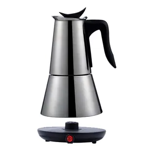 Yüksek kaliteli çin paslanmaz çelik paslanmaz çelik moka pot cezve paslanmaz çelik espresso kahve makinesi elektrikli moka pot