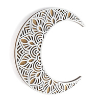 Décoration murale en bois de lune en forme de croissant de lune de 12 pouces, art mural, mandala blanc