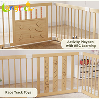 Corralito de Madera Grande para Bebés con Puerta de Seguridad y Centro de Actividades, Corralito Unisex para Niños Pequeños para Uso en el Hogar y la Guardería