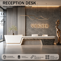 Bureau d'accueil commercial de style moderne avec revêtement en bois brillant et durable pour hôtel, centre commercial, spa, personnalisable