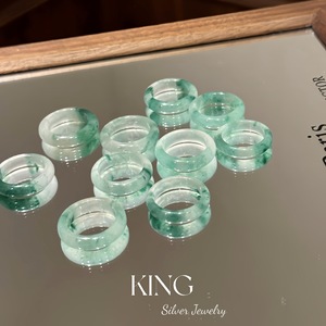 King Silver Jewelry Jadeite Ring 925 Silver Geometric Shape Women's Fashion Jewelry - Product Image 2