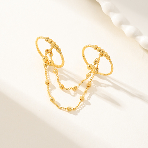 Bagues connectées plaquées or de Dubaï pour femmes, avec perles arabes, style bague esclave, bijoux du Moyen-Orient - Product Image 5