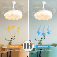 24W E26 E27 Prise 5 Lames Ovales Changement de Couleur Télécommande Mini Ventilateur Ampoule Ventilateur de Plafond de Lumières