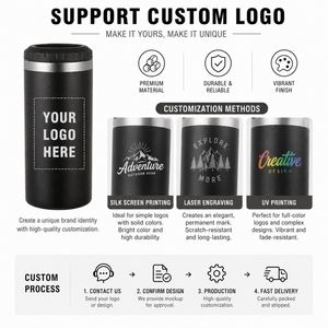 Custom logo Powder Coated Vacuum Insulated Mug 16oz 4 in 1 Can Cooler Stainless Steel Tumbler Tumbler With 2 Lids - Product Image 4