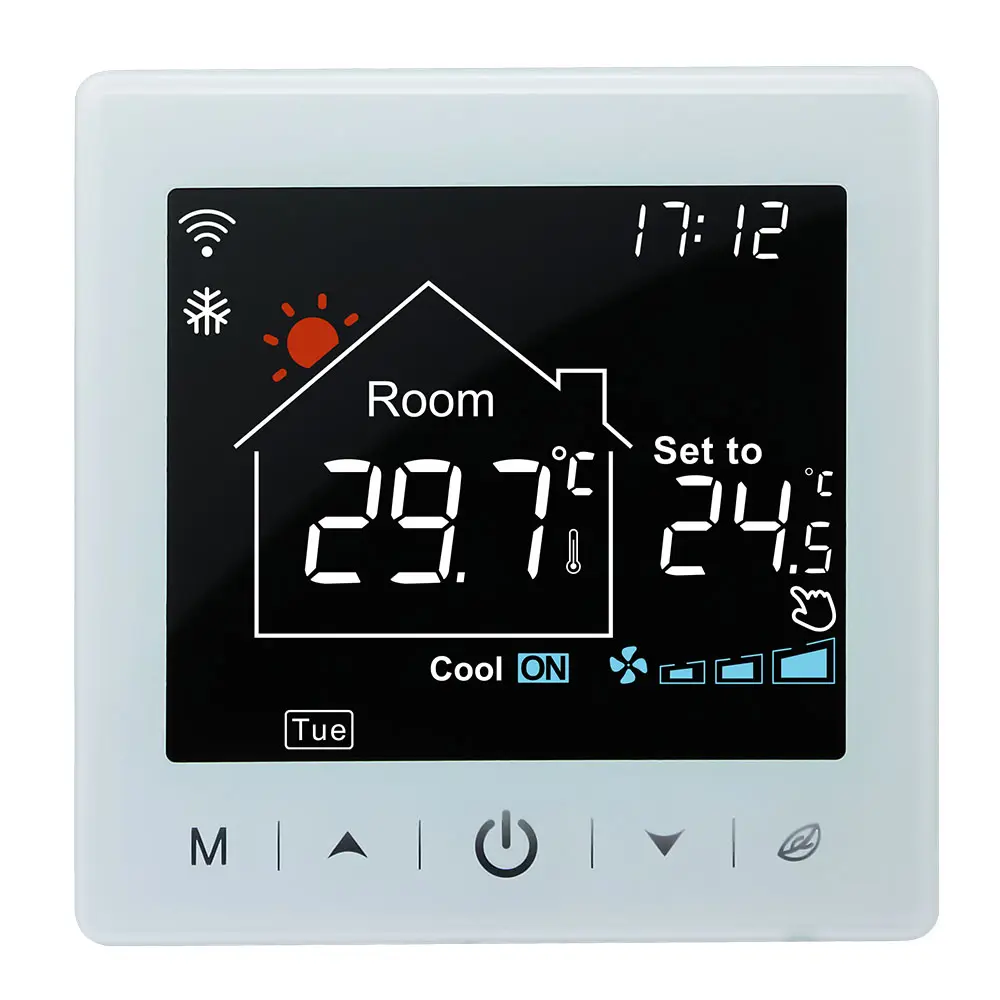 Beok-Unidad de ventilador de refrigeración programable semanal HAVC RS485 Modbus RTU, termostato Digital