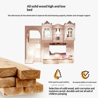 Lit superposé en bois massif pour deux filles, design maison d'arbre princesse, lit multifonctionnel haut/bas