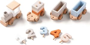 Juguetes de bloques de construcción para niños, rompecabezas de silicona, juguete de emparejamiento, juguete de empuje y arrastre para educación temprana, tren de juguete de silicona suave - Product Image 2