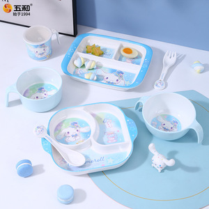 Wuhe Children's Tableware Set Divided Plates Bowl With Spoon Fork Cartoon Design For Baby Feeding Age 0 12 Months - Product Image 5