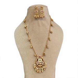 Graceful Gold Plated Alloy Tassel <b>Necklace</b> Earrings <b>Set</b> with Zircon and Imitation <b>Pearl</b> for Women Wedding Jewelry - Product Image 2