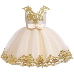 Robes de princesse pour enfants, jolies robes de fête pour bébés, jupes en tulle à nœuds pour petites filles, robes à paillettes pour enfants - Product Image 5