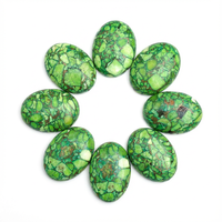 Vente en gros de pierres précieuses en turquoise verte naturelle sur mesure, taille ovale, polies, cabochons en pierres précieuses en vrac pour la fabrication de bijoux