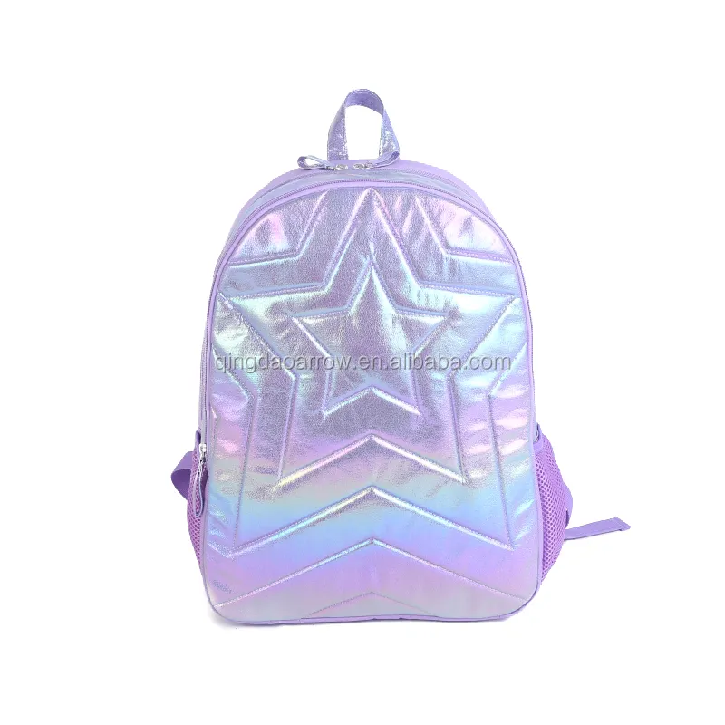 Groothandel Custom Bling Glitter Schooltas Rugzak Packs Waterdichte Zwarte Schooltas Kids Rugzak Waterdicht Paars Ster Meisje