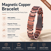 Joyería Magnética de Cobre Puro, Pulsera de Terapia Magnética Vintage con Eslabones Rayados, Venta al por Mayor, Suministro de Regalos Personalizados